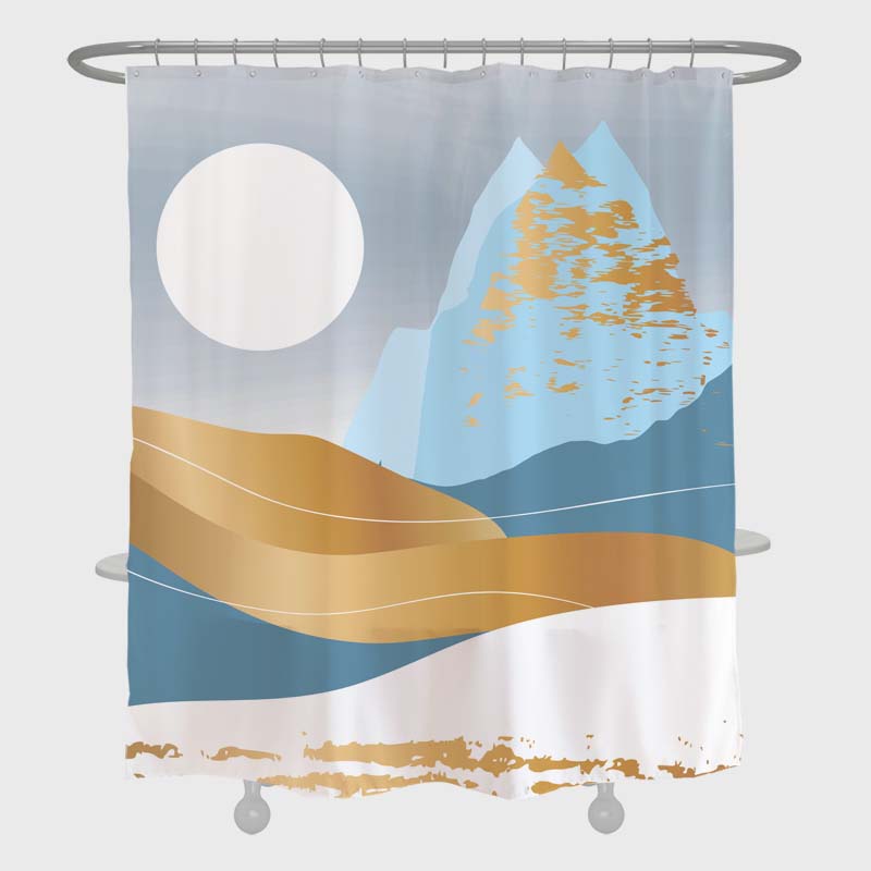 Feblilac  Snow Mountain and Moon  Shower Curtain with Hooks, Bathroom Curtains with Ring, Unique Bathroom décor, Boho Shower Curtain, Customized Bathroom Curtains, Extra Long Shower Curtain