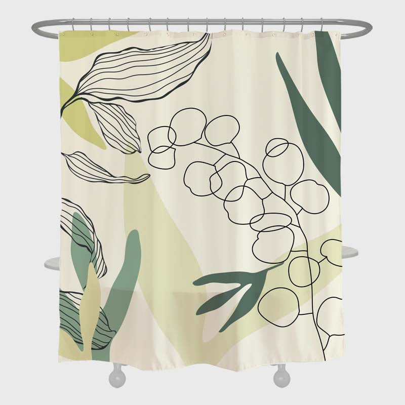 Feblilac Lovely Forest Leaves Shower Curtain Shower Curtain with Hooks, Floral Bathroom Curtains with Ring, Un - view 2