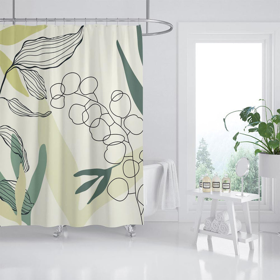 Feblilac Lovely Forest Leaves Shower Curtain Shower Curtain with Hooks, Floral Bathroom Curtains with Ring, Un - view 3