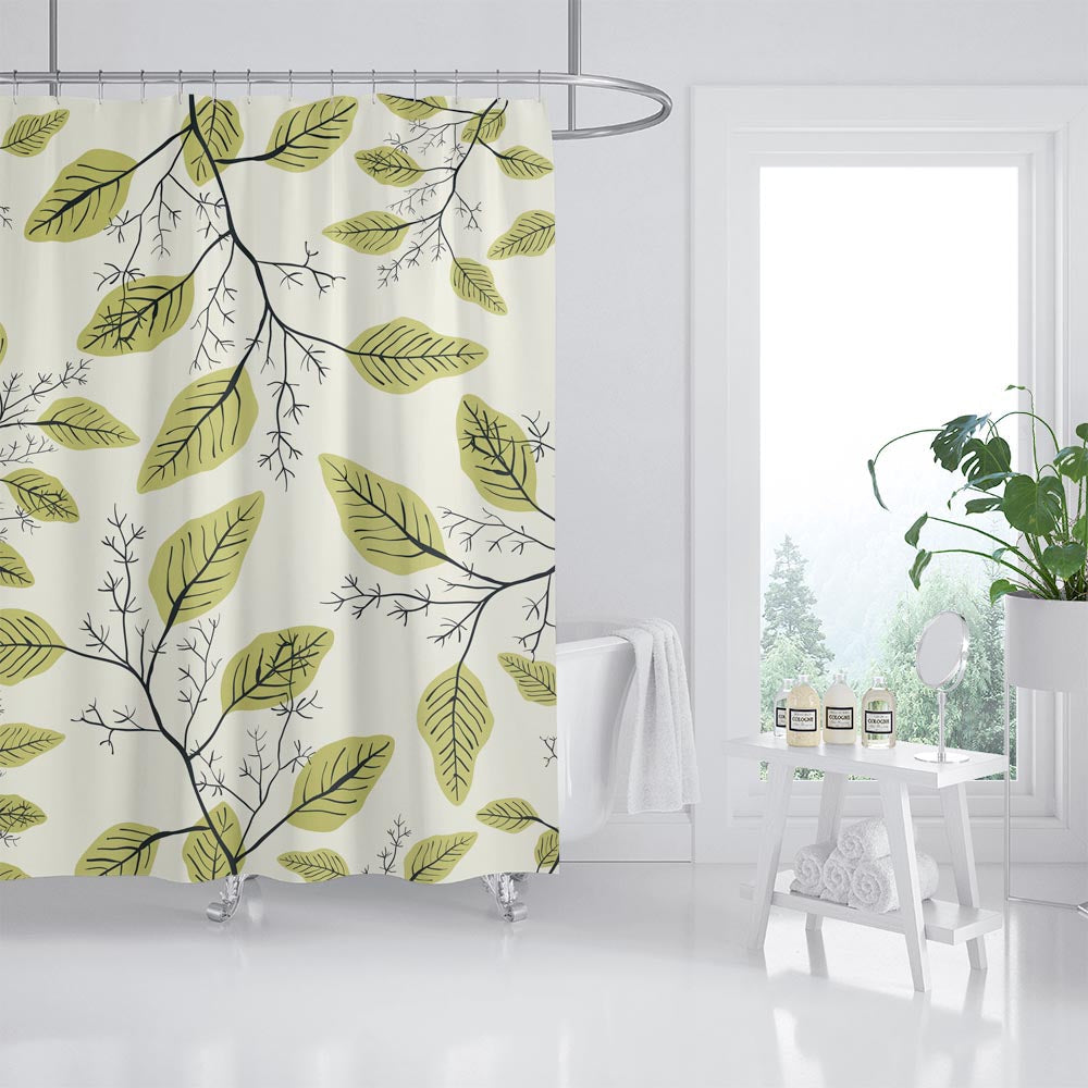 Feblilac Spring yellow Leaves Shower Curtain Shower Curtain Shower Curtain with Hooks, Floral Bathroom Curtains with Ring, Unique Bathroom décor, Boho Shower Curtain, Customized Bathroom Curtains, Extra Long Shower Curtain