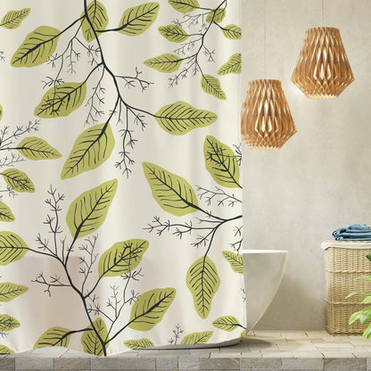 Feblilac Spring yellow Leaves Shower Curtain Shower Curtain Shower Curtain with Hooks, Floral Bathroom Curtains with Ring, Unique Bathroom décor, Boho Shower Curtain, Customized Bathroom Curtains, Extra Long Shower Curtain