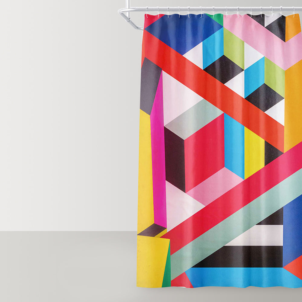 Geometric Neon Shower Curtain - view 3