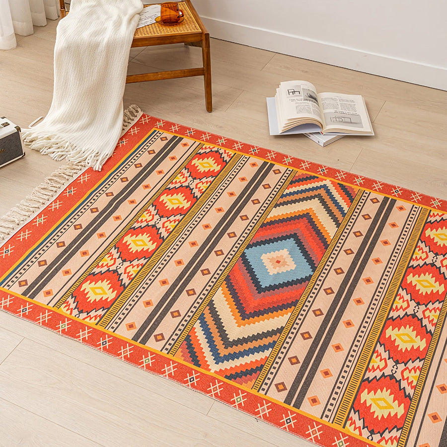 Moroccan Fringed Jute Cotton Rug - view 3