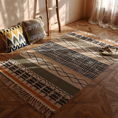 Moroccan Fringed Jute Cotton Rug