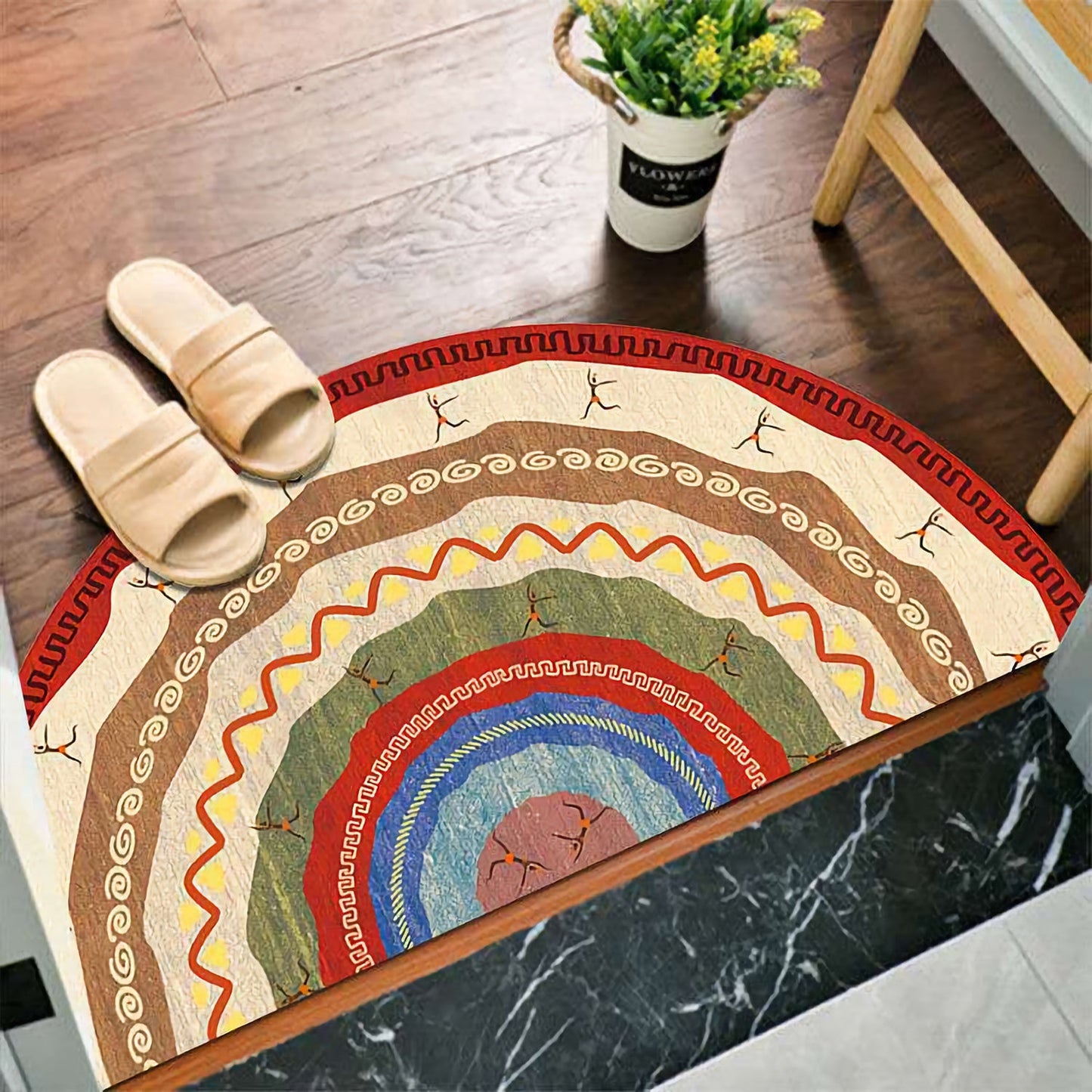 Ethnic Style Semi Circular Rug