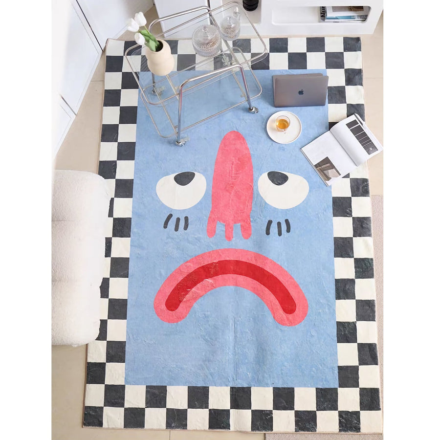 Large Smiley Face Checkered Rug - view 2