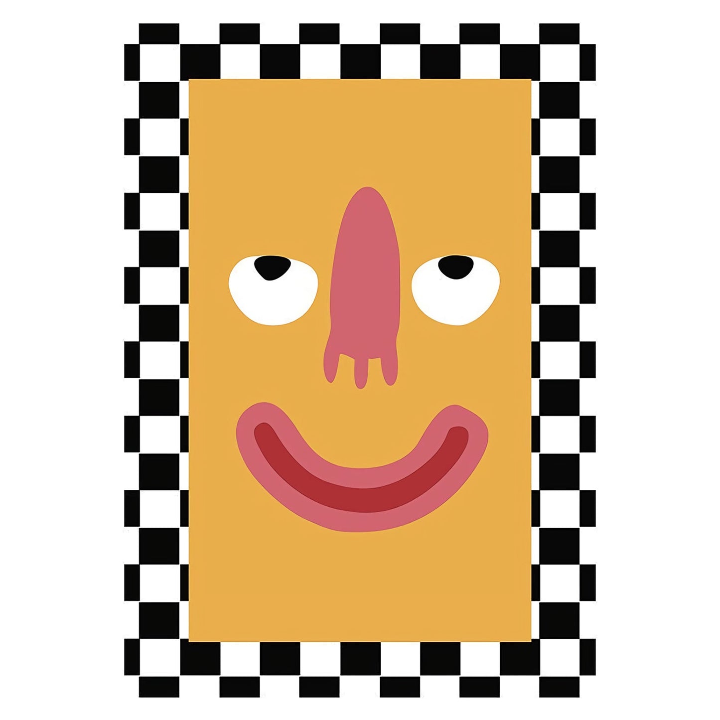 Large Smiley Face Checkered Rug