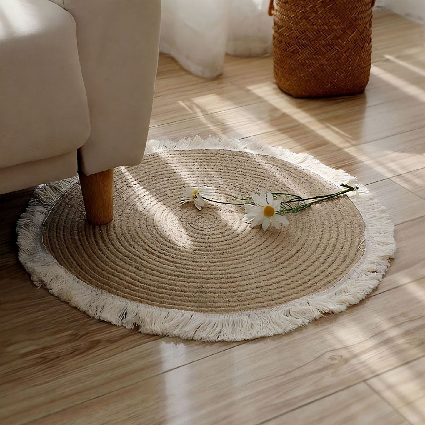 Round Boho Braided Rug