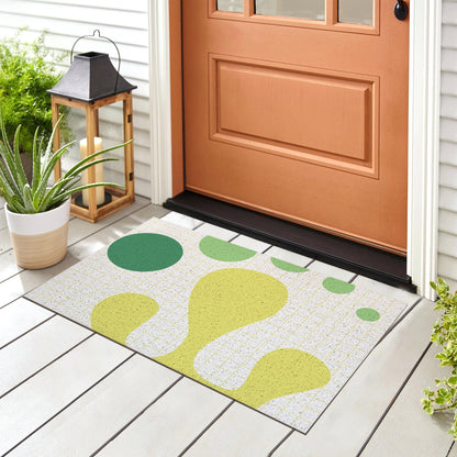 Yellow Green Wave and Dots Door Mat - Feblilac® Mat