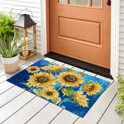 Blue Ground Sun Flower Door Mat - Feblilac® Mat
