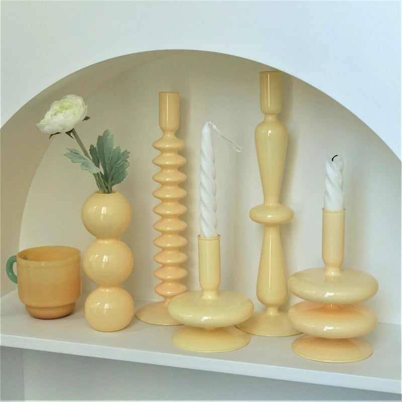 Ivory Glass Candleholder