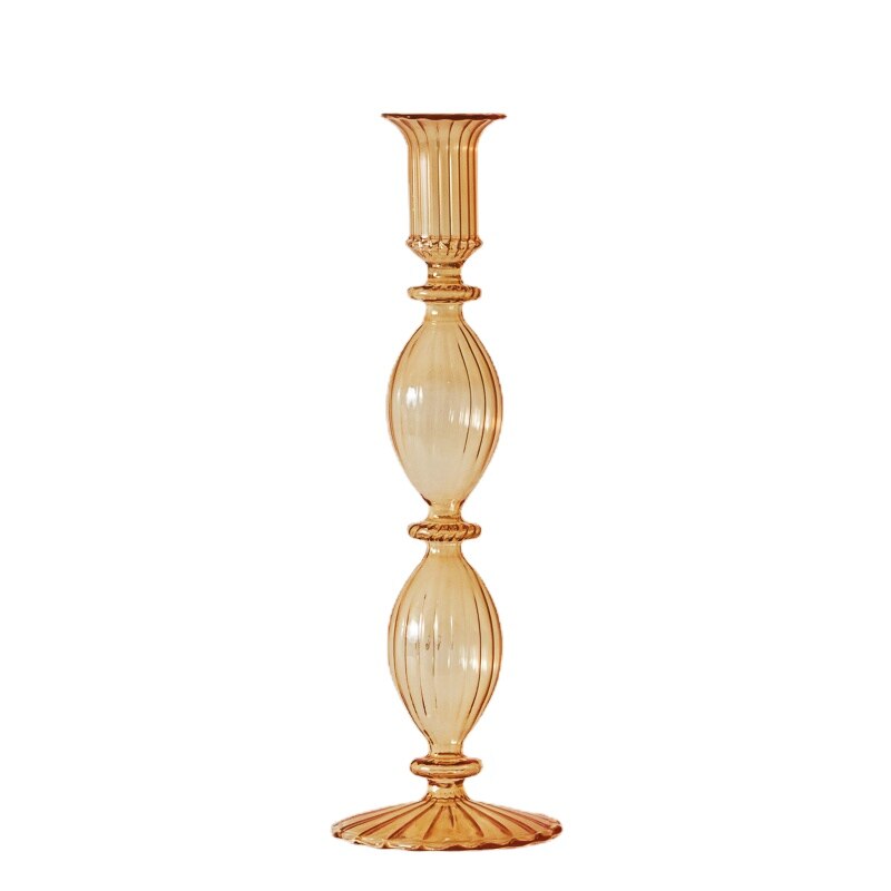 Curvy Ribbed Glass Candleholder