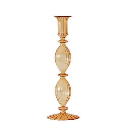 Curvy Ribbed Glass Candleholder