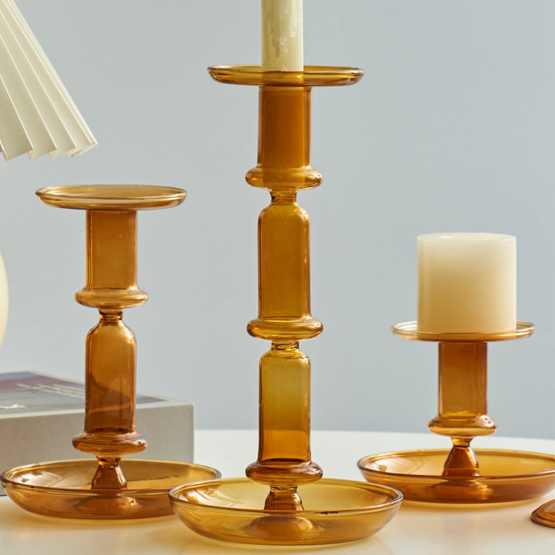 Amber Modern Glass Candle Holder - view 4