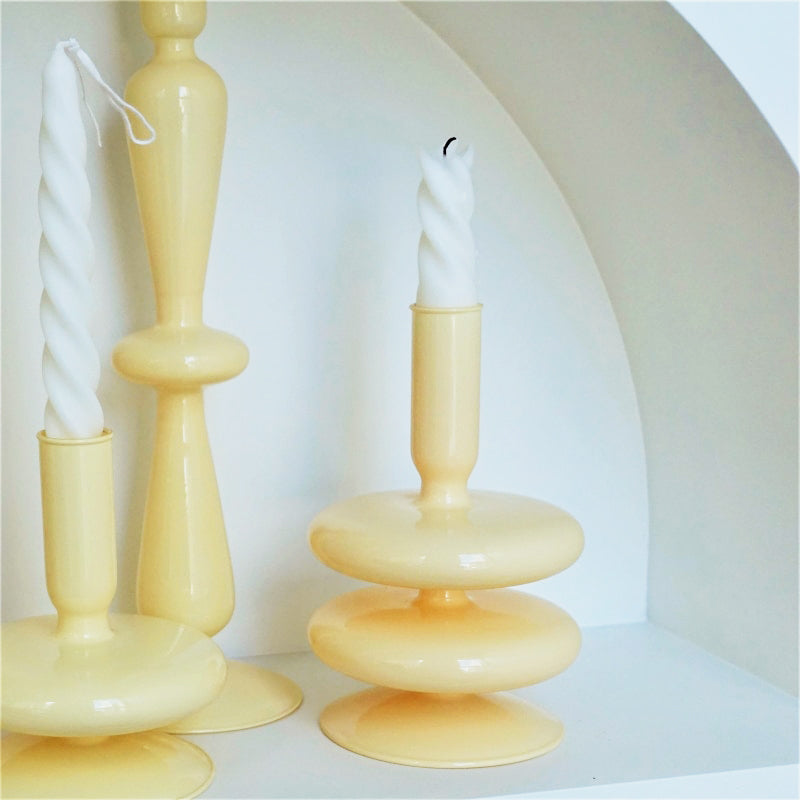 Ivory Glass Candleholder