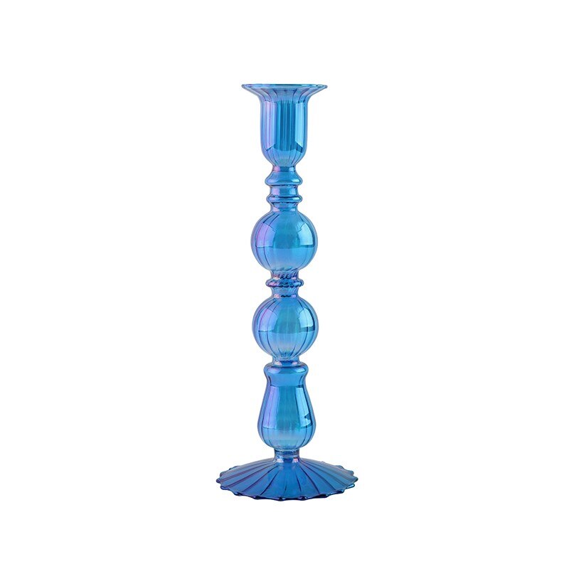 Ribbed Glass Candleholders - Mermaid