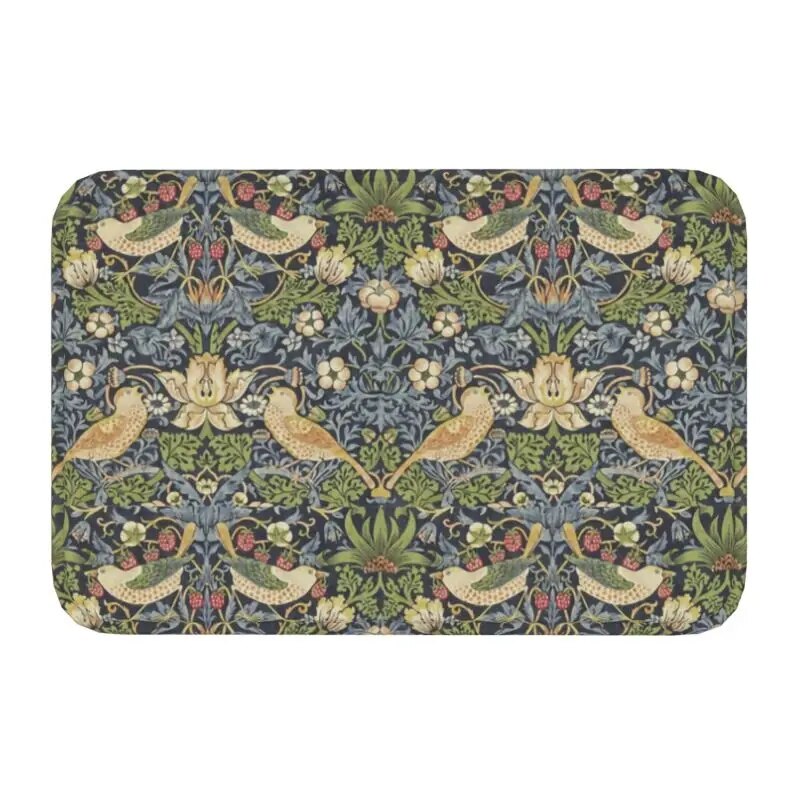 Custom William Morris Compton Floral Art Nouveau Pattern Doormat Bath Door Floor Mat Textile Pattern Toilet Rug Carpet Footpad