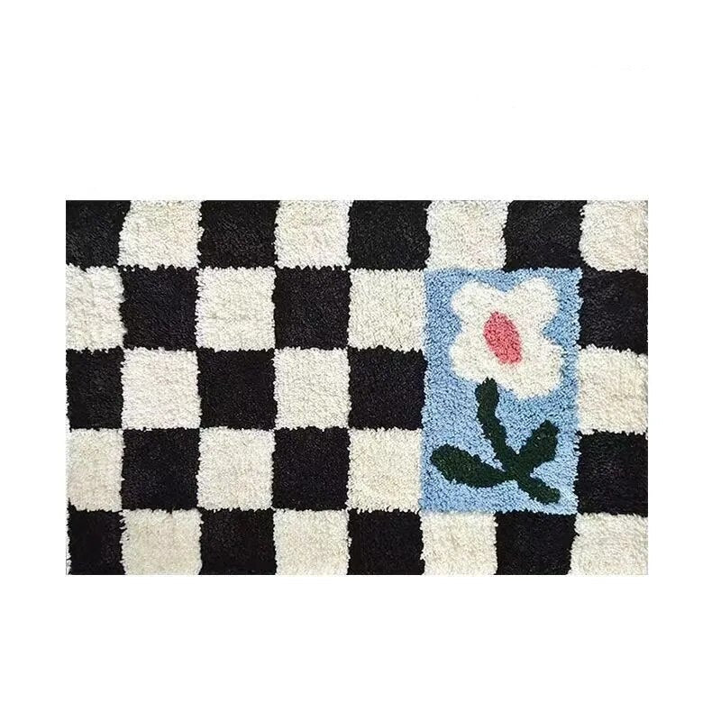Retro Chessboard Plaid Bath Mats Fluffy Grids, Checkerboard Mat for Bathroom - view 17