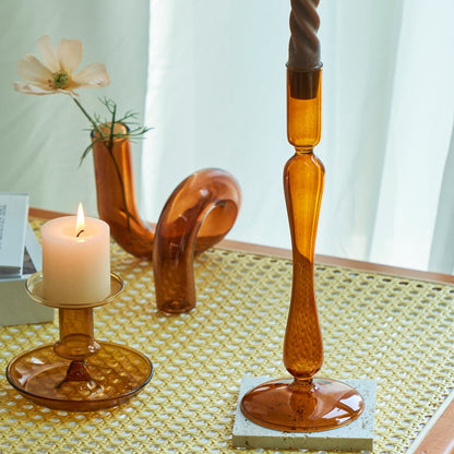 Amber Modern Glass Candle Holder