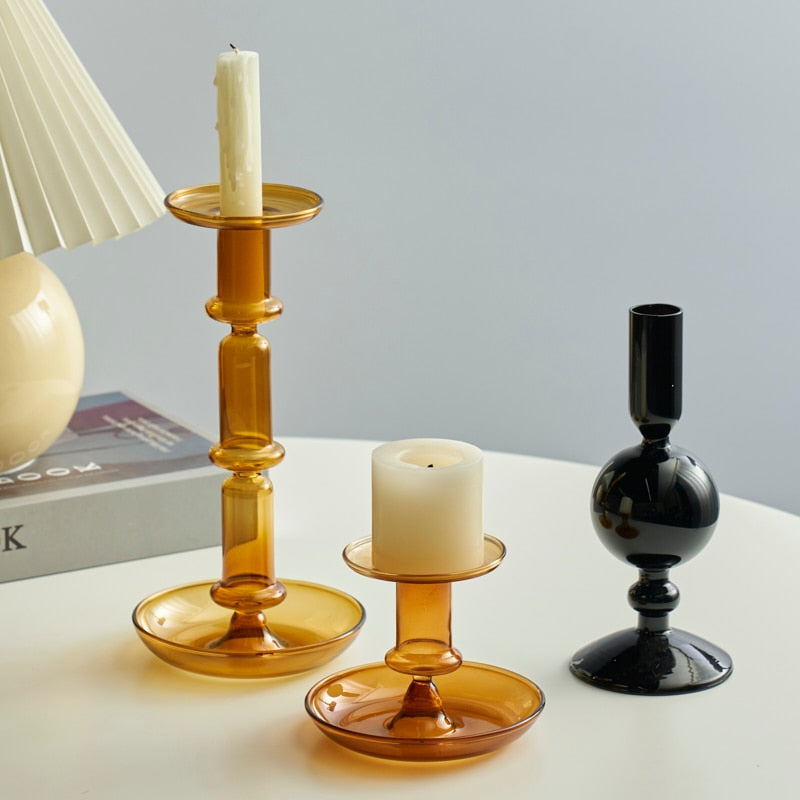 Amber Modern Glass Candle Holder - view 2