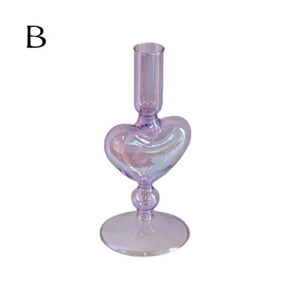 Ribbed Glass Candle Holders - Lilac