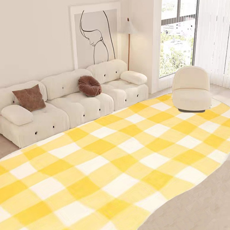 Ins Style Irregular Plaid Carpets for Living Room Rugs for Bedroom Fluffy Soft Floor Mats Simple Anti-slip Are - view 2