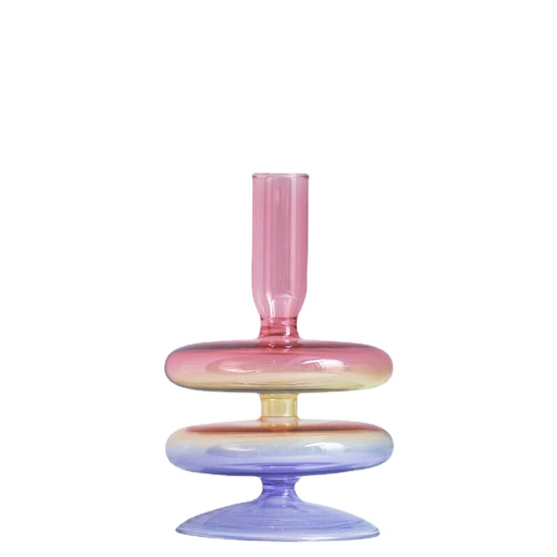 Rainbow Gradient Glass Candle Holder