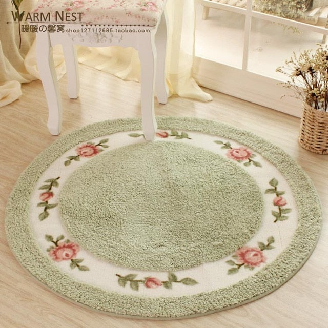 Flower Doormat Soft Plush Round Rotating new Chair Floor Mat Modern Bathroom Carpet Children Play Rugs - view 3