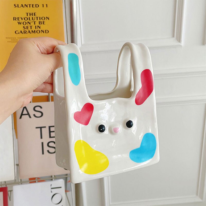 Bunny Face Ceramic Bag Vase - view 4