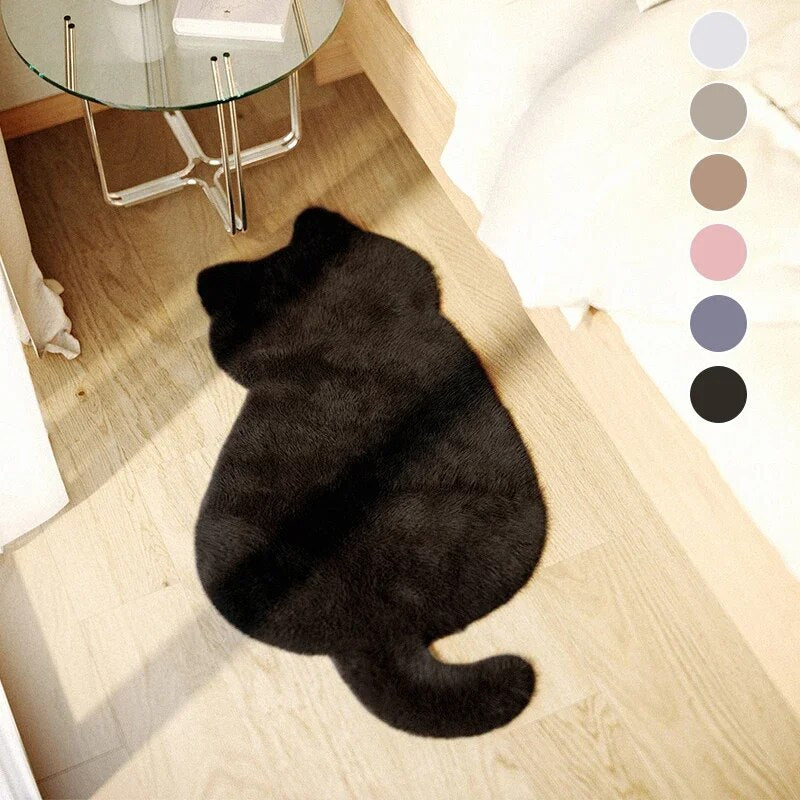 Cute Cat Plush Carpet for Living Room, Shaggy Kitty Rug