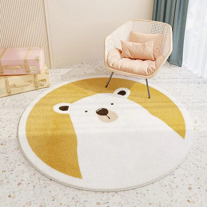 Nordic Carton Round Rug Carpets for Home Living Room Bedroom Kids Room Blanket Plush Floor Mat Decoration Salon Pile Area Rug