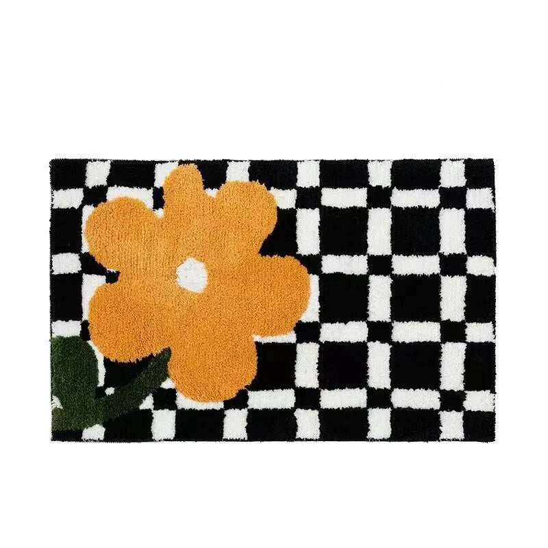 Retro Chessboard Plaid Bath Mats Fluffy Grids, Checkerboard Mat for Bathroom - view 15