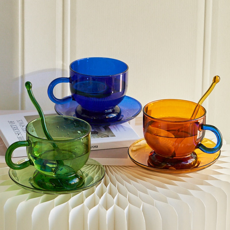 Vintage Style Glass Mug - 3 colours, Pair
