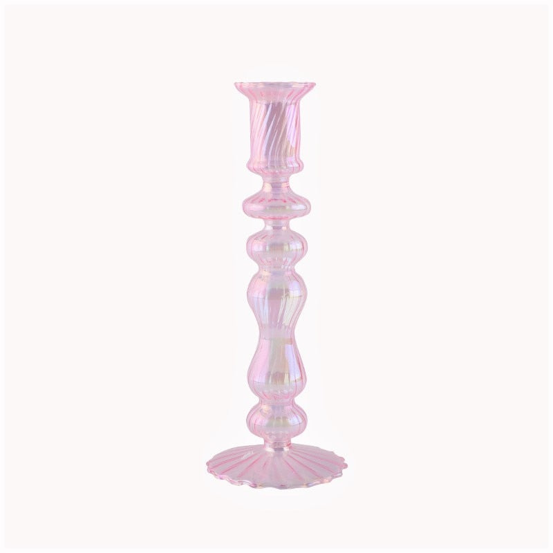 Ribbed Glass Candleholders - Mermaid