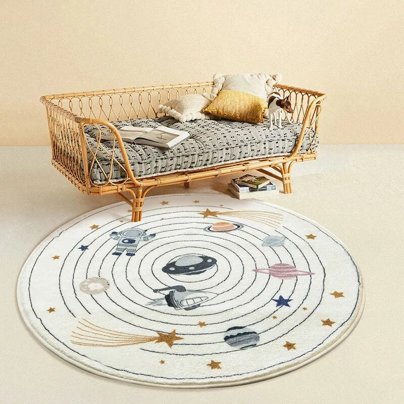 Nordic Carton Round Rug Carpets for Home Living Room Bedroom Kids Room Blanket Plush Floor Mat Decoration Salo - view 9
