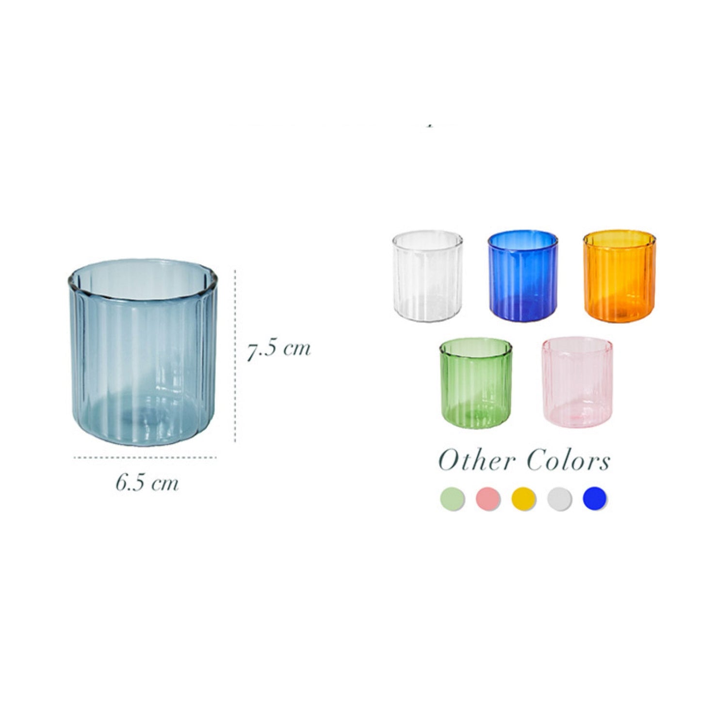 Striped Glass Cups - 6 Colours