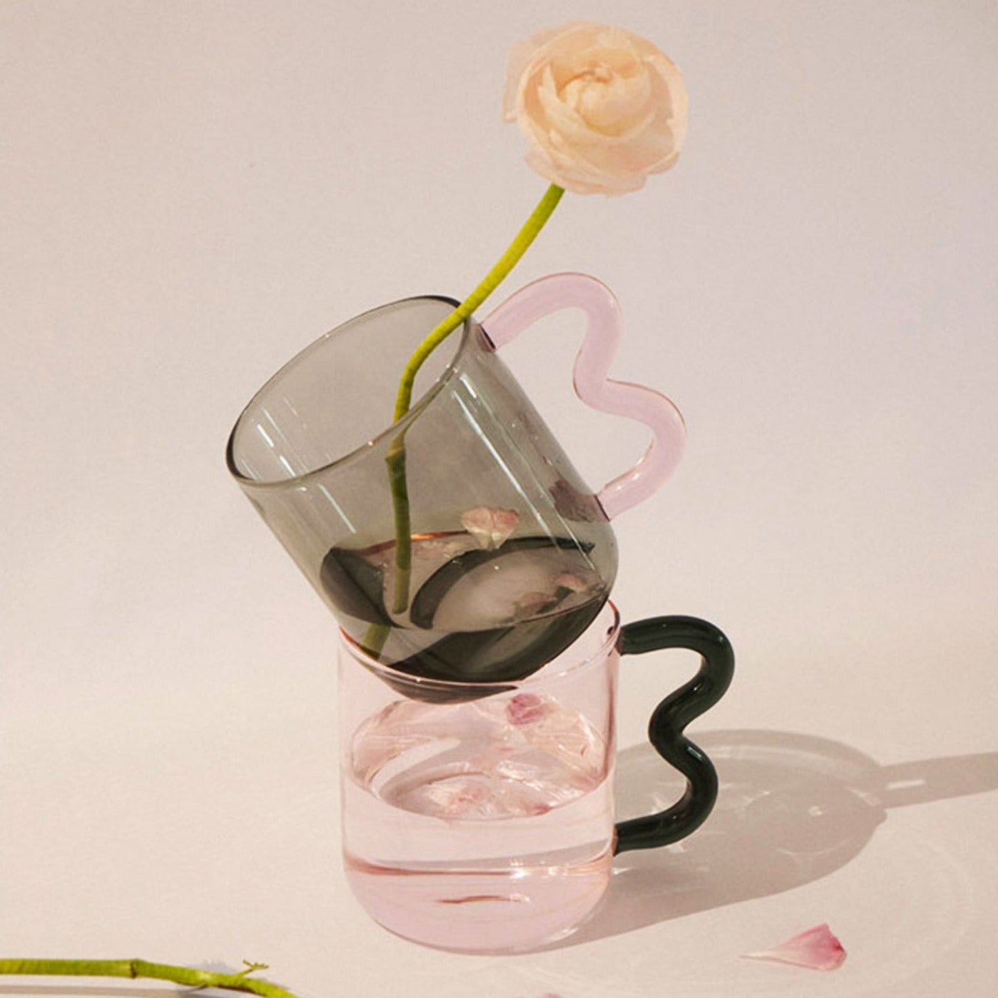 Wavy Handled Glass Mug