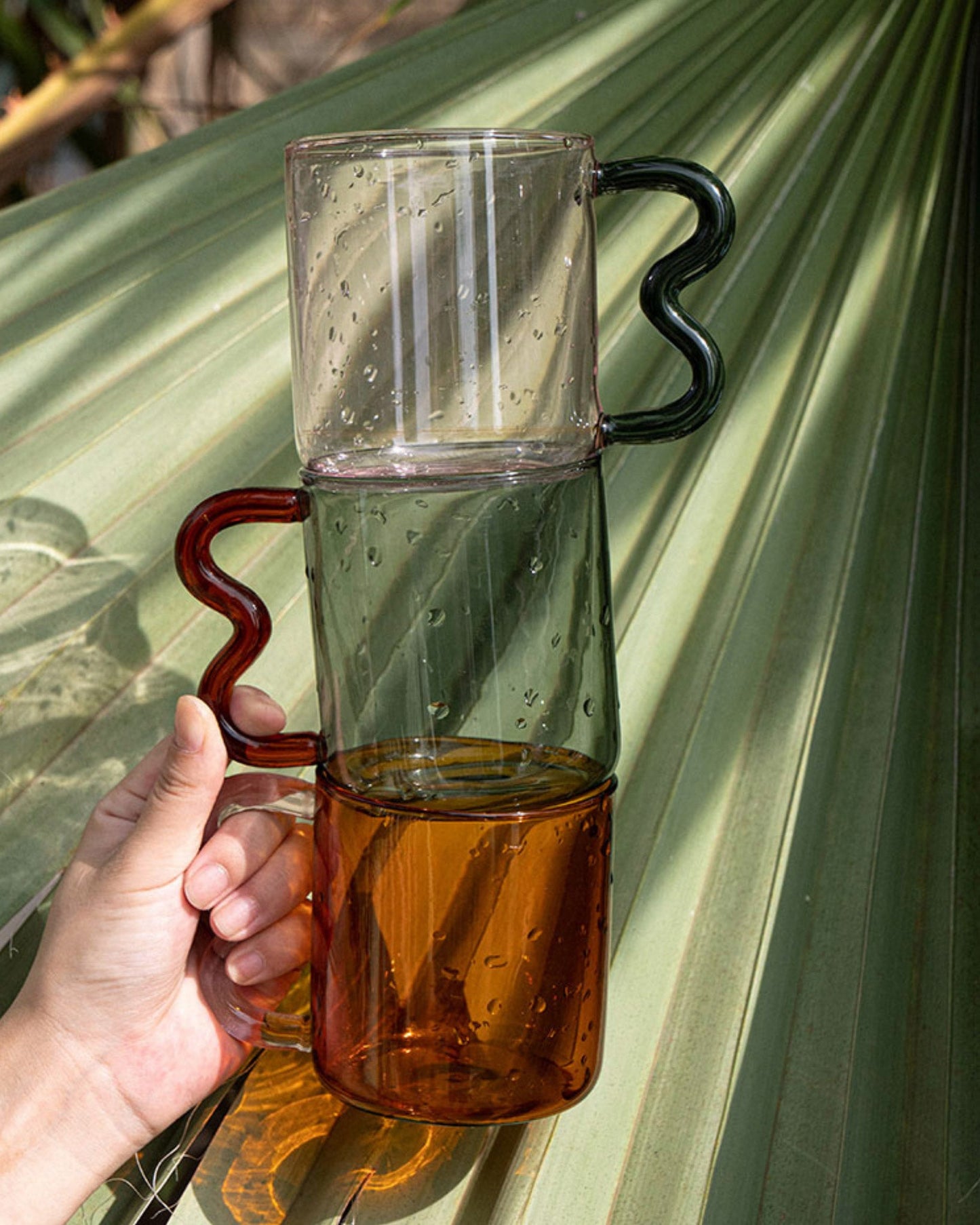 Wavy Handled Glass Mug