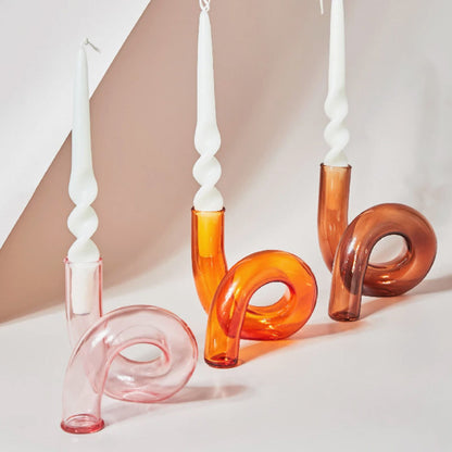 Modern Glass Candleholder-Orange