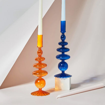 Modern Glass Candleholder-Orange