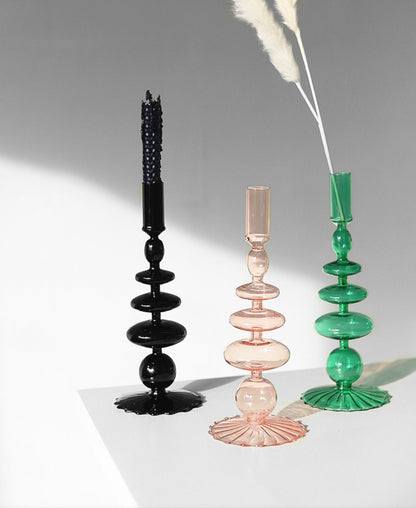 Modern Glass Candleholder-Green