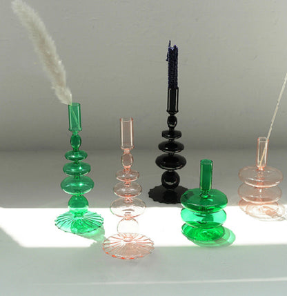 Modern Glass Candleholder-Green