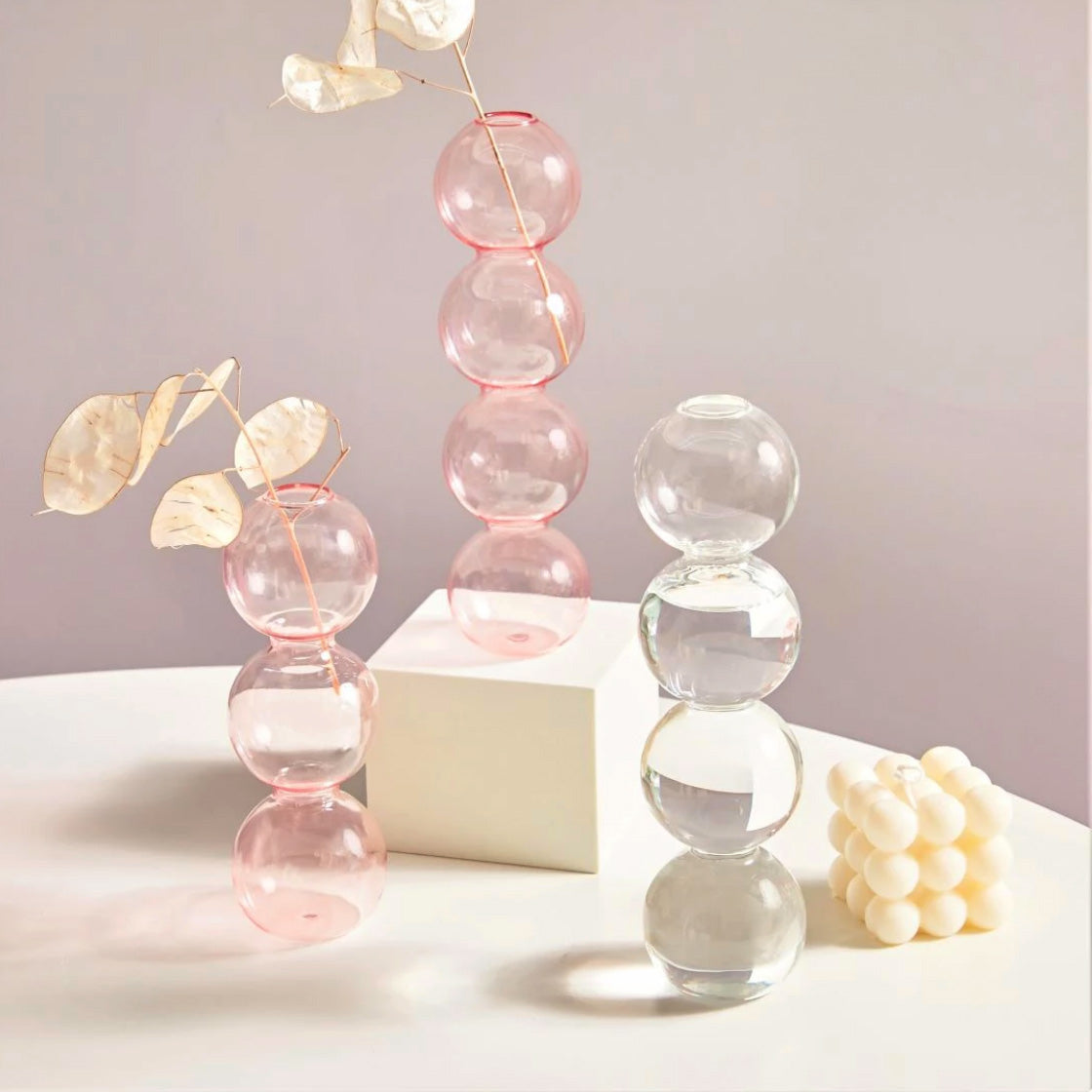 Modern Glass Candleholder-Baby Pink