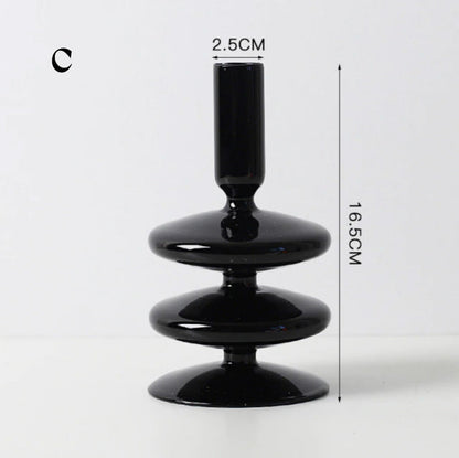 Modern Glass Candleholder - Black