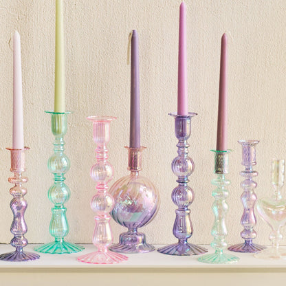 Ribbed Glass Candleholders - Mermaid