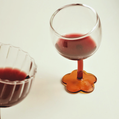 Tilted Handle Flower Wine Glass