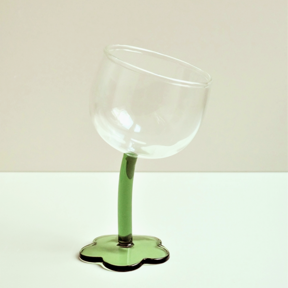 Tilted Handle Flower Wine Glass