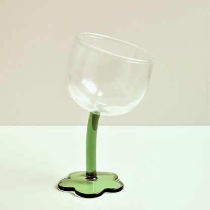 Tilted Handle Flower Wine Glass