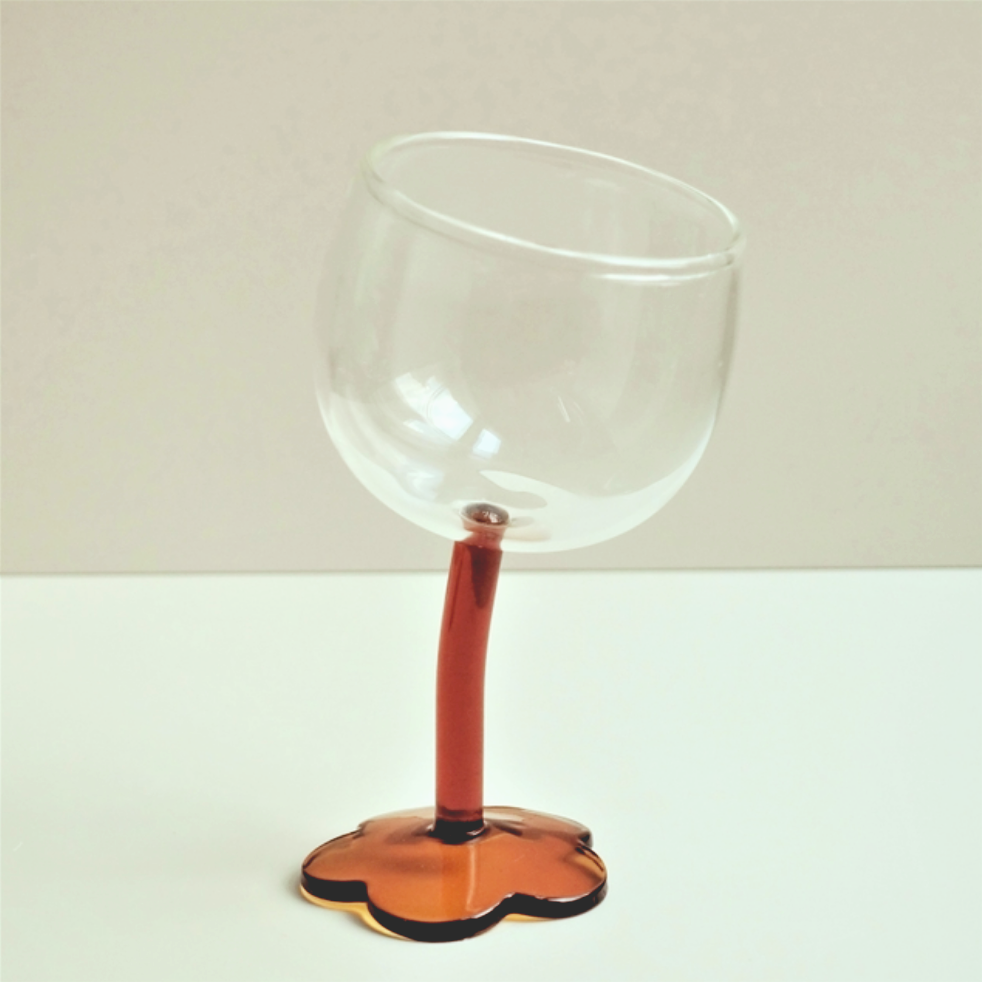 Tilted Handle Flower Wine Glass