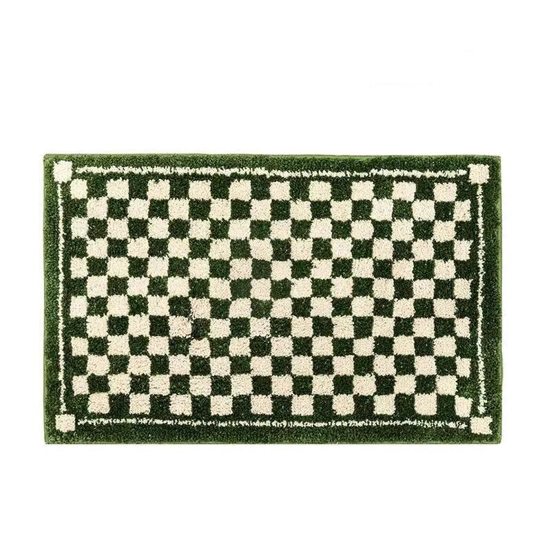 Retro Chessboard Plaid Bath Mats Fluffy Grids, Checkerboard Mat for Bathroom - view 18